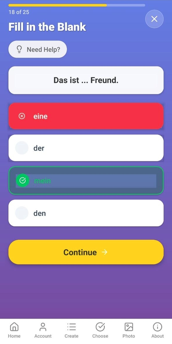 Choose Answer Quiz Example