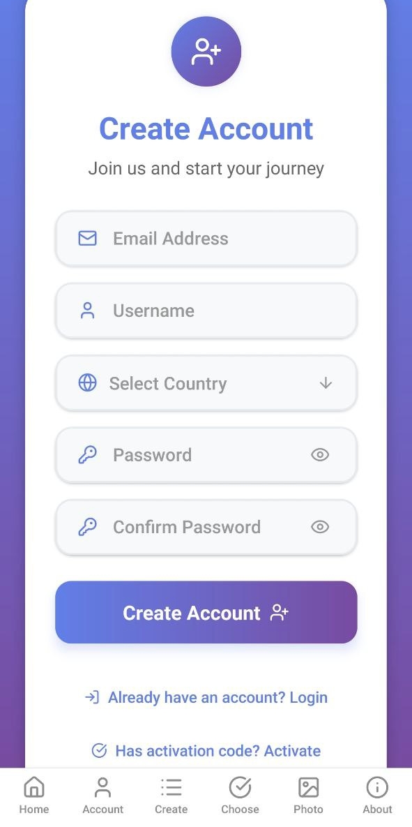 Sign Up Screen
